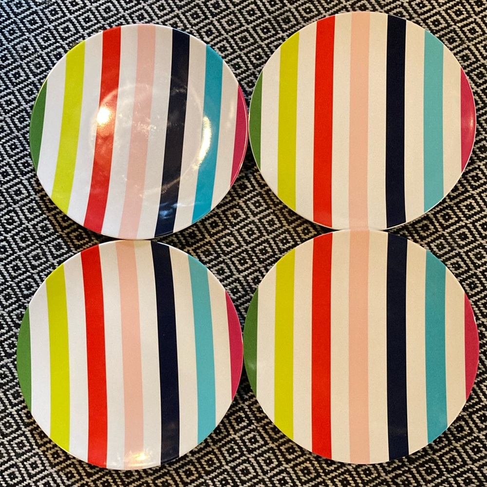 Kate Spade Salut! New York Patio Stripe Melamine 11" Set of 4 Dinner Plates